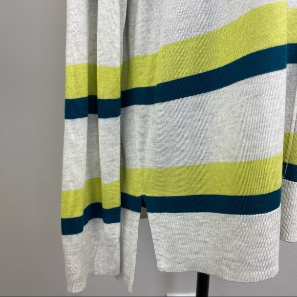 Apt 9 Women's Cream Blue Green Striped V Neck Super soft pullover Sweater size L - Picture 6 of 10